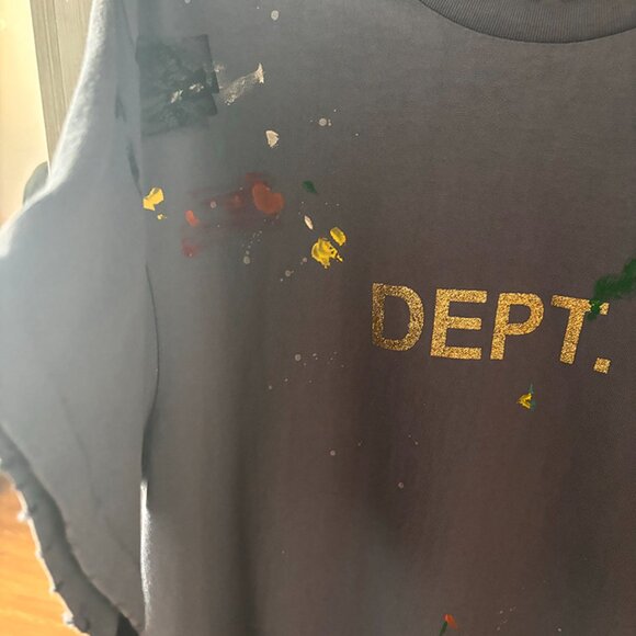 Gallery Dept. Dept Logo Loose Round Neck Hand Painted Navy Tee - Picture 3 of 5